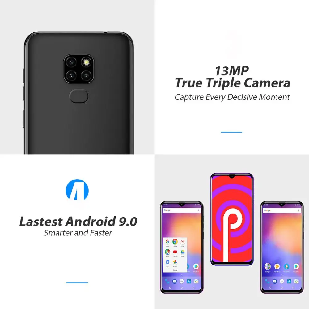 Смартфон Vernee M7, 4 Гб ОЗУ, 64 Гб ПЗУ, Android 9,0, 6,1 дюймов, экран в виде капли воды, настоящая Тройная камера, отпечаток пальца, распознавание лица, 4G LTE, телефон