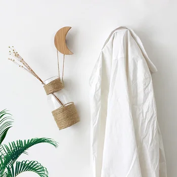 

Nordic Wood Wall Coat Hook Self-adhesive Stars Moon Wall Hook Hanger Wooden Coat Hooks For Entrance Living Room Decoration