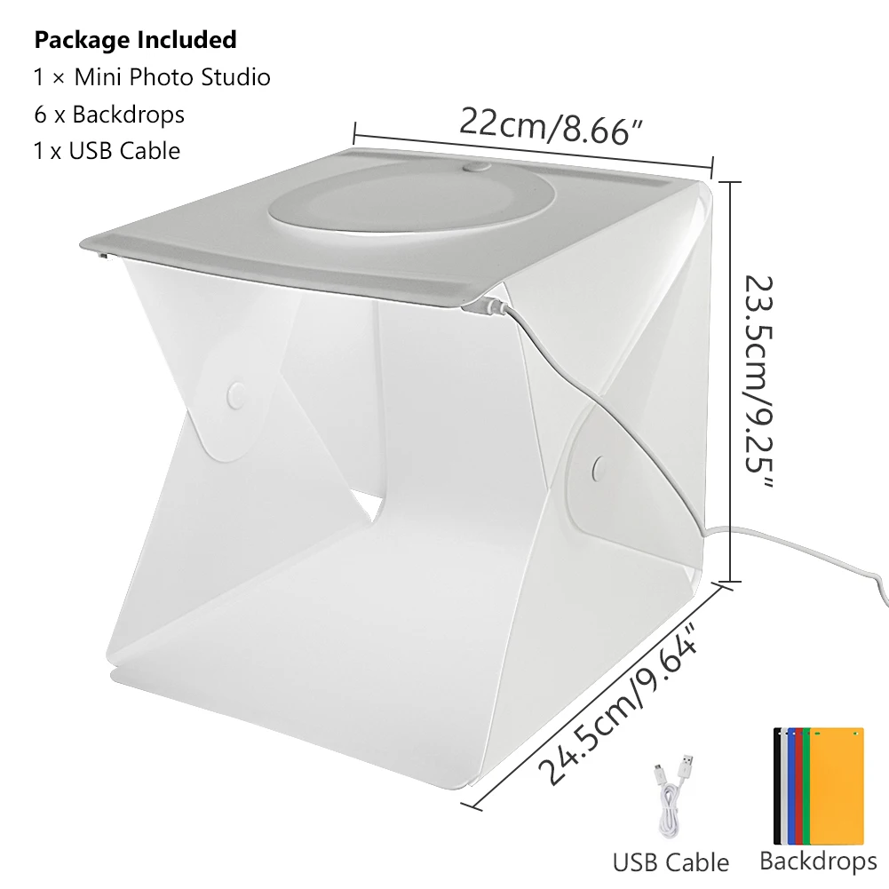 24.5x22x22cm Upgrade Folding Photo Studio Box Photography Softbox Light Box Studio Shooting Tent Kit With 6 Color Backdrops photo studio box,photo studio light tent