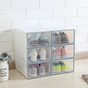 

organizer 3PCS Foldable Shoe Storage Boxes Shoe Organizer Transparent Plastic organizer органайзер free delivery D5