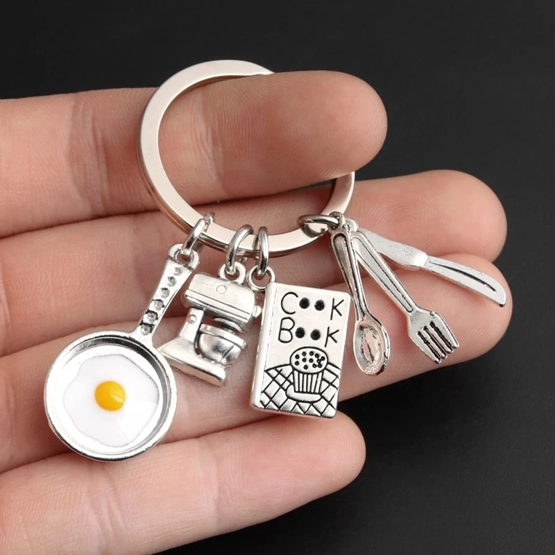 New-Cooking-Keychain-Home-Cooking-Key-Ring-Fried-Egg-Pan-Mixer-Chef ...
