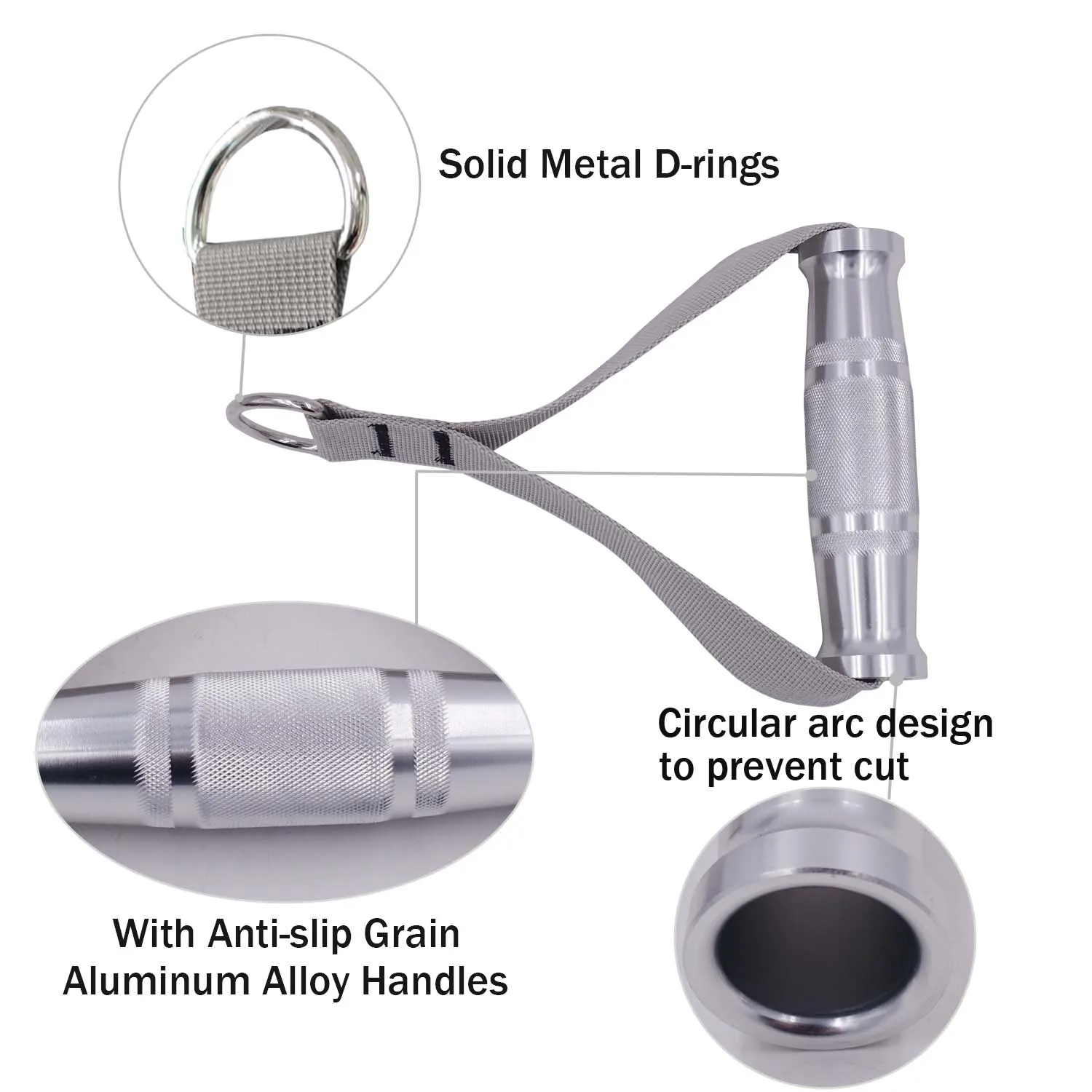 Fitness Heavy Duty Metal Gym Handles Cable Machine Attachment Resistance Band Pull Down Aluminum Alloy Grip Workout Accessories 3