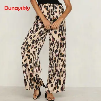 

Leopard Print Sexy Wide Leg Pants Women High Waist Loose Pants Long Casual Party Trousers Women Streetwear Full Pants 2020 New