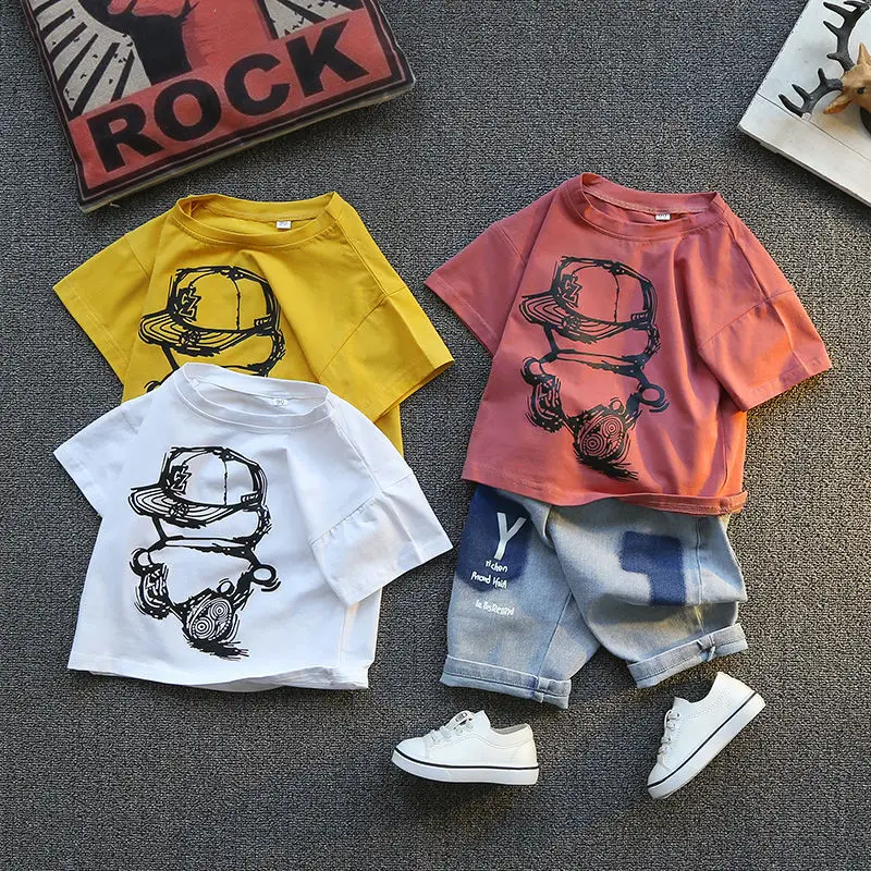 

Baby Boy's Clothing Set Summer White Yellow Orange Children Sport Suit Jean Shorts Toddler Fashion Clothes Sets 2023 Summer