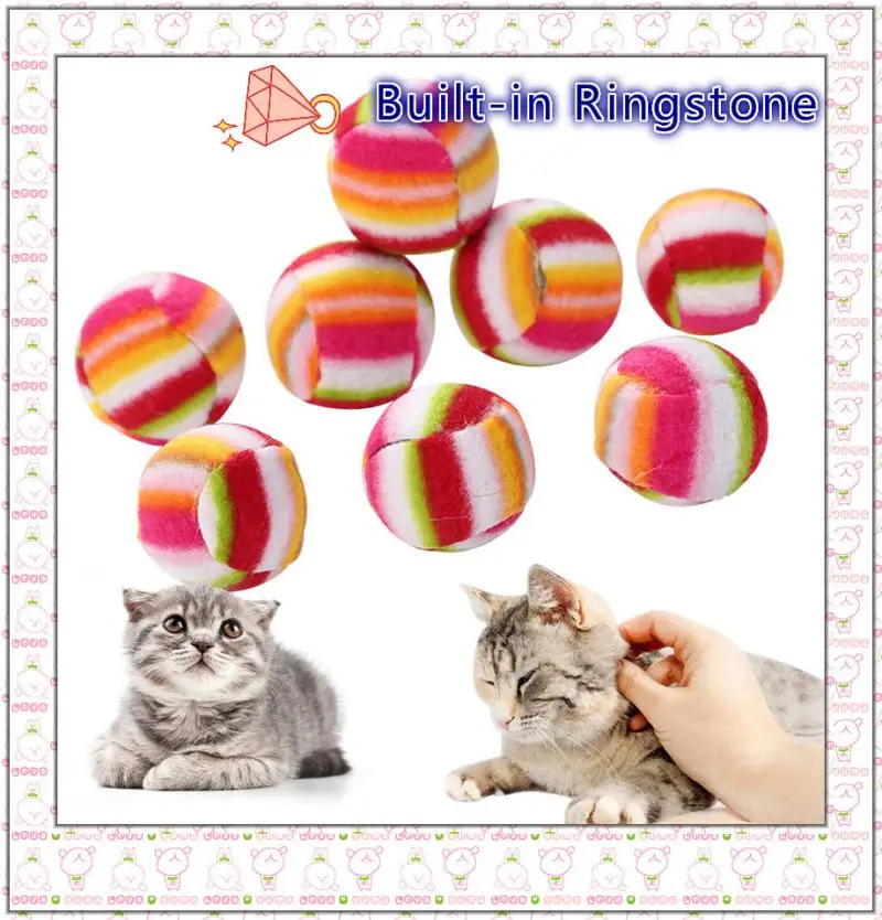 1PC Rainbow Ball Cat Toys built-in stone sounds attract cat attention Interactive Pet Kitten Scratch Cat Toys Funny Cat Ball Toy