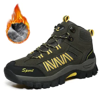 

AGSan Brand Outdoor Boots Sneakers Ankle Boots Warm Plush Snow Shoes Big Size 48 47 Winter Mens Boots Shoes Lace Up Footwear