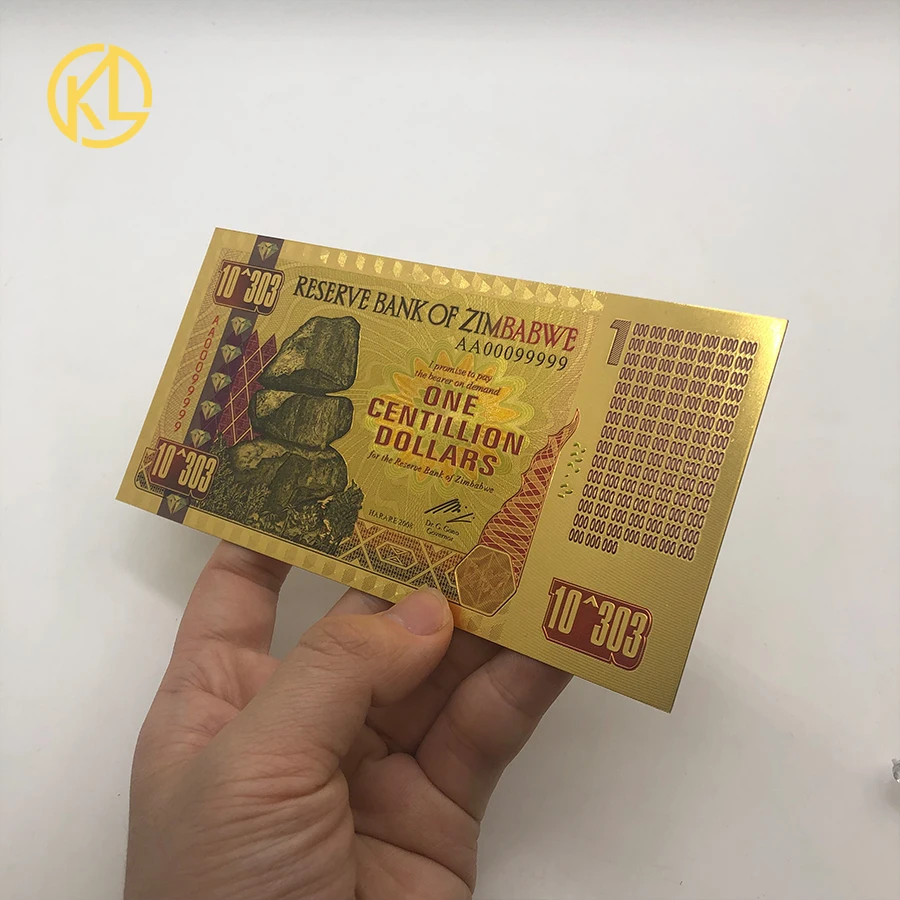 25000 шт. с покрытыем цвета чистого 24 каратного золота Красочные 100 триллионов долларов Зимбабве банкноты Поддельные Банкноты банкнот с сертификатами - Цвет: Темно-синий