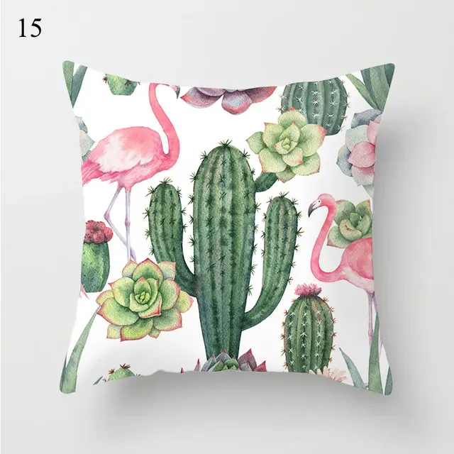 1PC Cactus Floral Print Cushion Cover Polyester Pillow Cases Throw Pillows Sofa Home Decor Pillowcase Decorative Pillow Covers 15