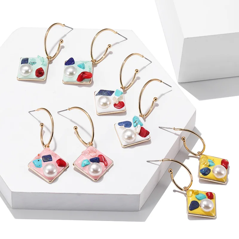 

2019 New Design Shell Earrings Round Metal Women's Earrings Fashion Jewelry Charm Flower Geometric Big Earrings For Best Friend