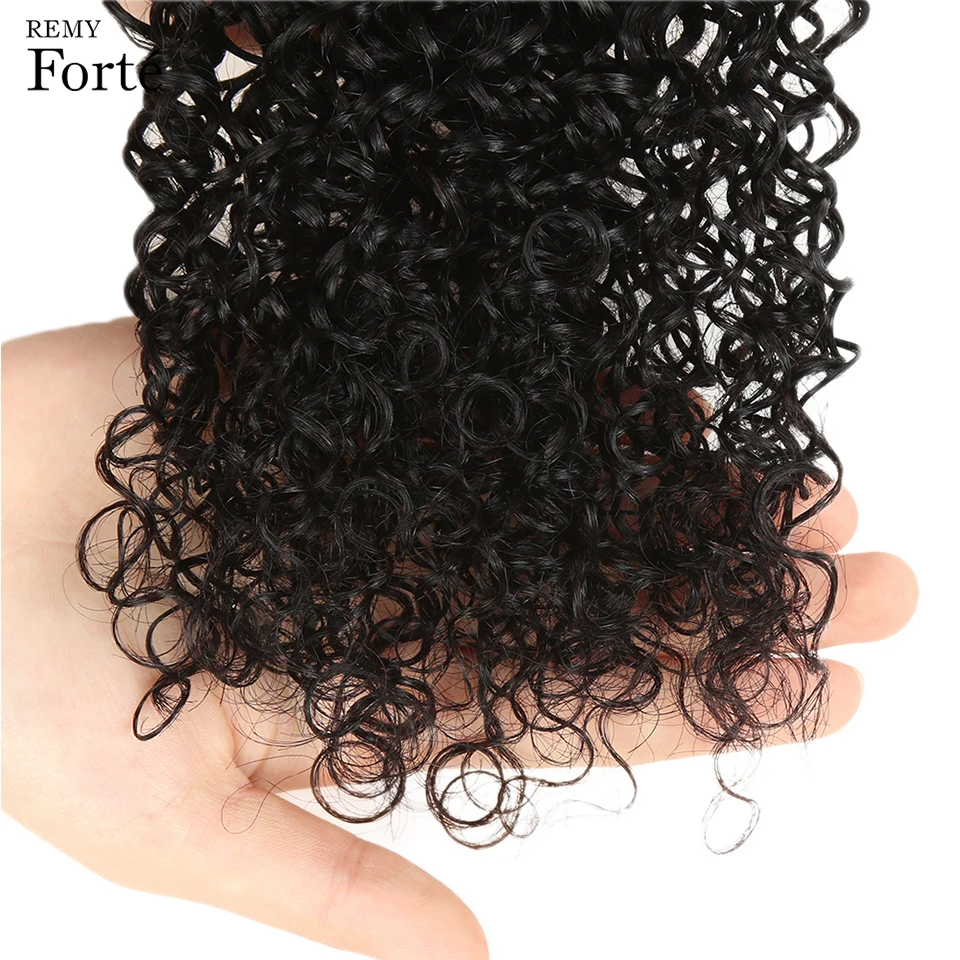 Remy Forte 30 дюймов пучки с закрытием 3/4 бразильские волосы плетение пучков вьющиеся человеческие волосы пучки с закрытием для черных женщин