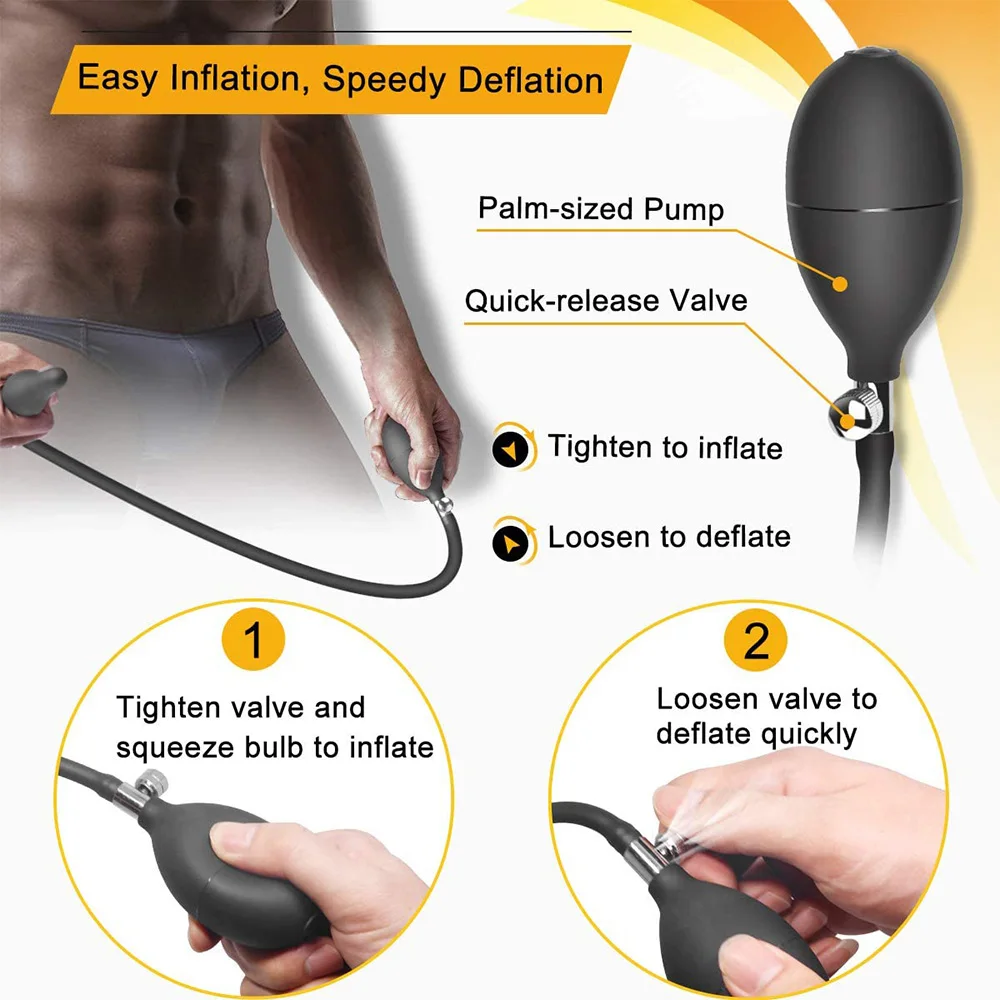 Silicone Expand Inflatable Anal Plug Dilator Inflatable Enema Expander Masturbator Waterproof Butt Sex Toys for Couple
