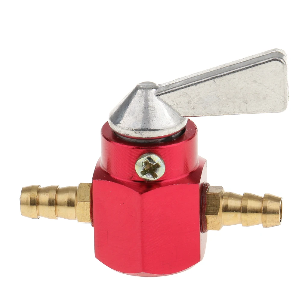 2pcs Red+Black 1/4" 6mm Inline Straight Fuel Gas Shut-off Valve Petcock