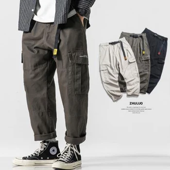 

Men Loose Casual Straight Cargo Pants Vintage Streetwear Hip Hop Harem Trousers Male Wide Leg Pants Jogger Sweatpants