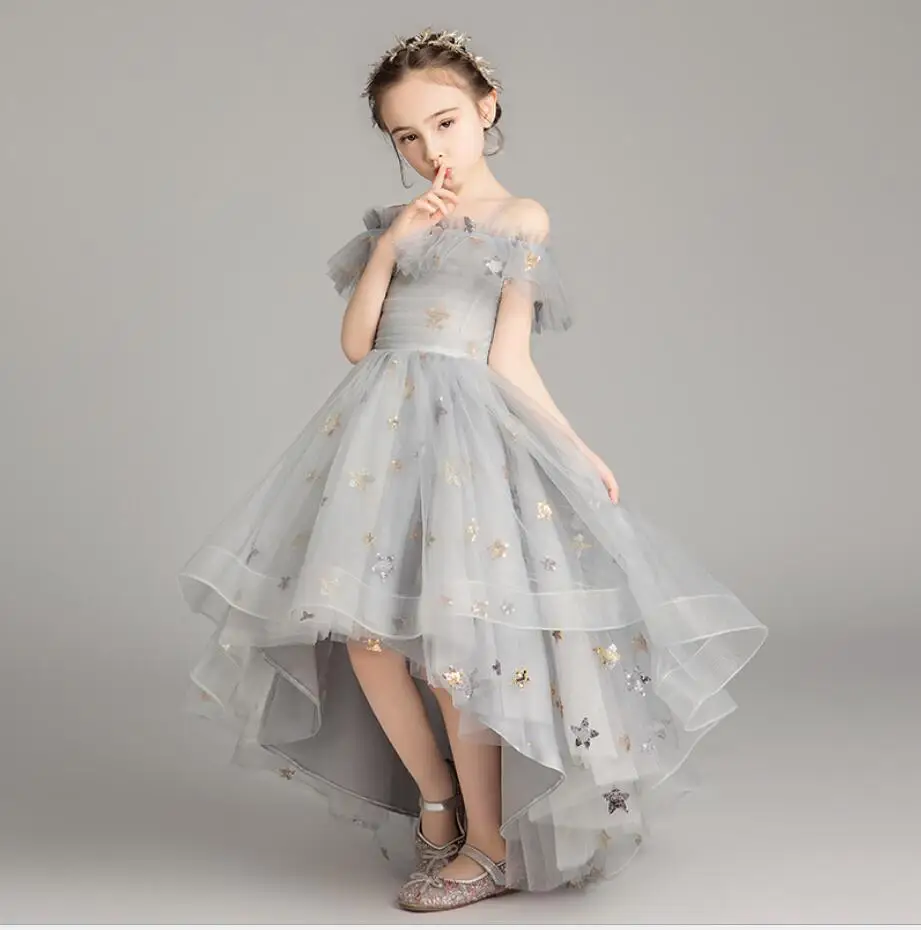 style 3 Фатиновые торжественные платья принцессы с блестками для девочек; платья с открытыми плечами для выпускного вечера; пышные платья; Платья с цветочным узором для девочек; детское свадебное платье для девочек - Цвет: style 3