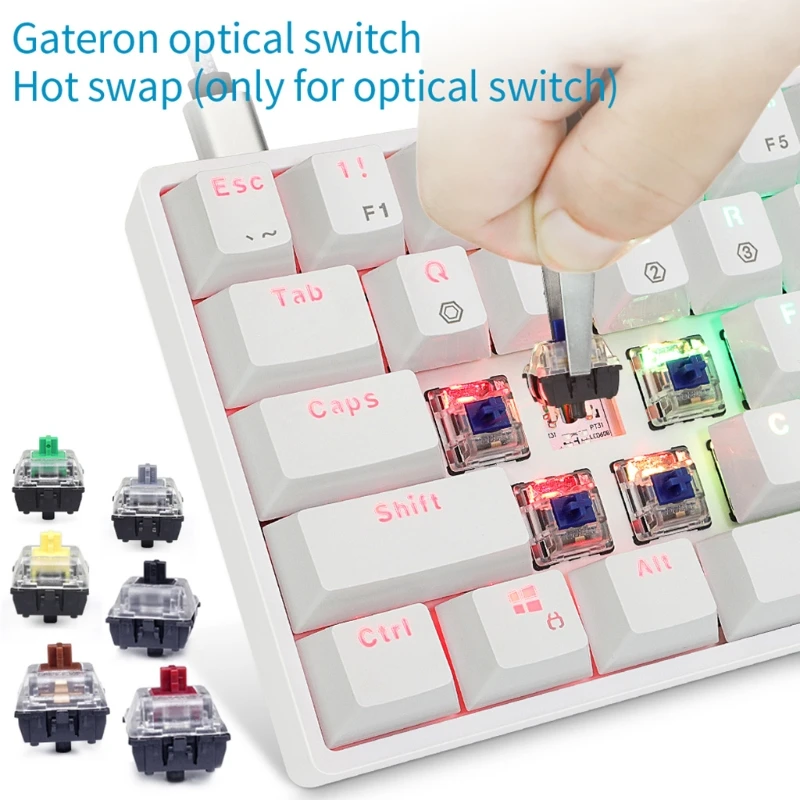 SK61 61 Key Mechanical Keyboard Gateron optical Switches LED RGB Backlit Hot Swappable Wired Gaming Keyboard for Desktop