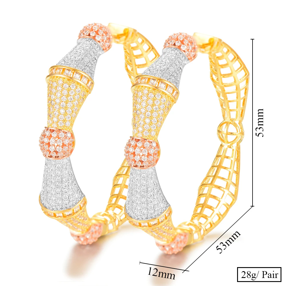 SisCathy модные ювелирные изделия Роскошные массивные большие круглые серьги для женщин модные 3 тона кубический циркон CZ Дубай Свадебные серьги