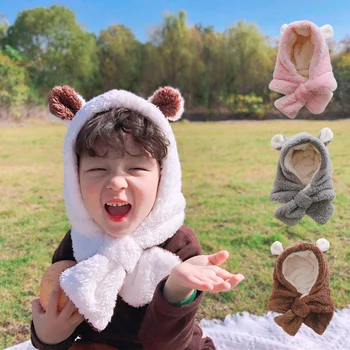 

Baby Winter Warmer Cartoon Plush Ear Design Hat Infant Collar Scarves Neckerchiefs