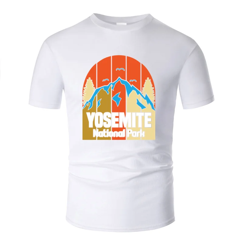 Men-White Повседневная Винтажная Футболка yosemite national park california souvenir, мужская белая футболка Kawaii, футболка для фитнеса - Цвет: Men-White