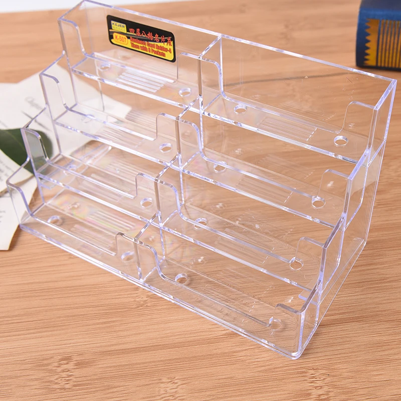 NEW 8 Pocket Desktop Business Card Holder Clear Acrylic Countertop Stand Display |