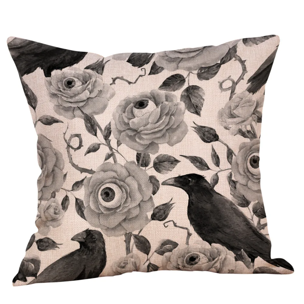 

Halloween Hand Made Square Pillow Cases Cotton Linen Sofa Waist Throw Pumpkin ghosts Cushion Cover Home Decor B1