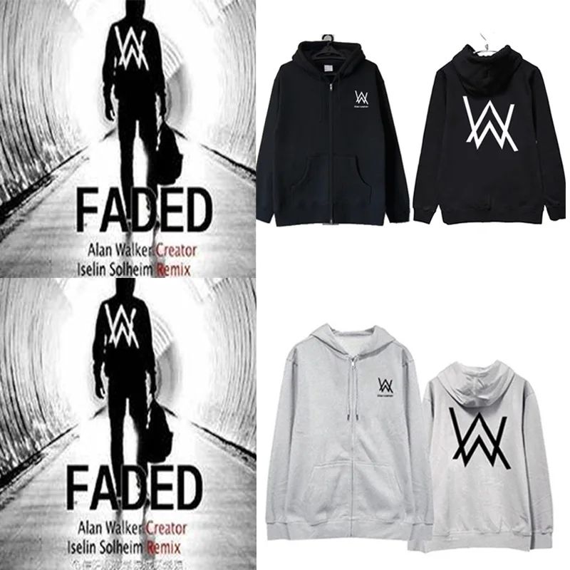 Allen Walker DJ Толстовка Alan Walker электронная музыка Выцветшая молния с капюшоном пальто для мужчин и женщин плюс бархат весна и осень