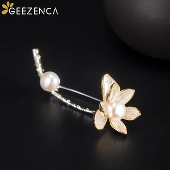 

925 Sterling Silver Lotus Flower Natural Pearl Brooches Fine Jewelry for Women Cute Elegant Trendy Pin Brooch Office Party Gift