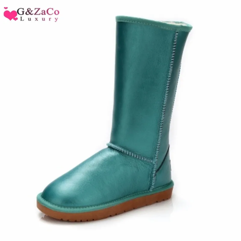 G &amp Zaco/Роскошные водонепроницаемые высокие зимние сапоги из натуральной кожи