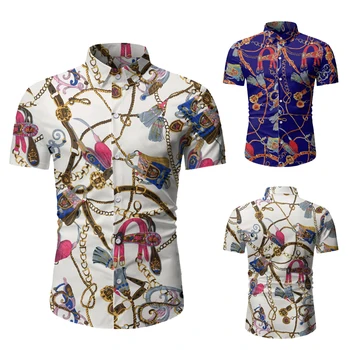 

Men shirt Summer shirt European size casual shirts short sleeve shirt men court printed shirts men dress hawaiian shirt
