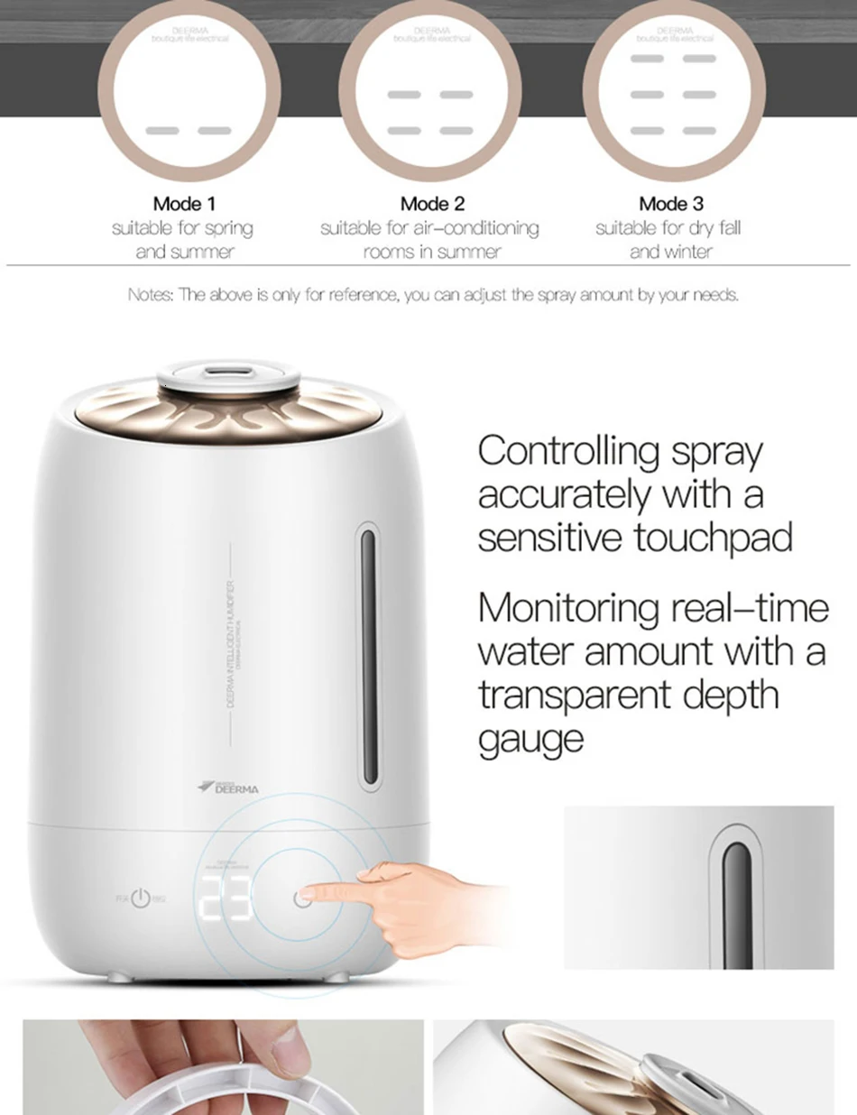 Xiaomi Mijia deerma 5L Air Home Ultrasonic Humidifier Touch Version Air Purifying for Air-conditioned rooms Office household D5 (10)