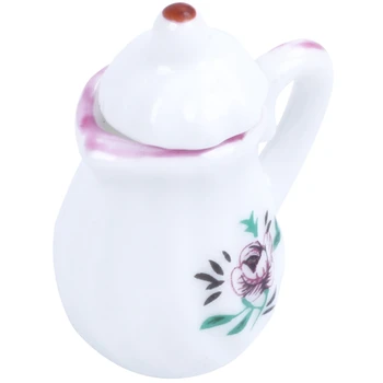 

Dollhouse Miniature Tea Set Pink Green 17 pc Teapot Plates 1: 12 inch scale