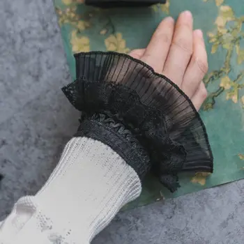 

Gothic Retro Black Detachable Sleeve Fake Cuffs Classic Multi Layer Ruffles Lace Patchwork Lolita Princess Sweater Decorative