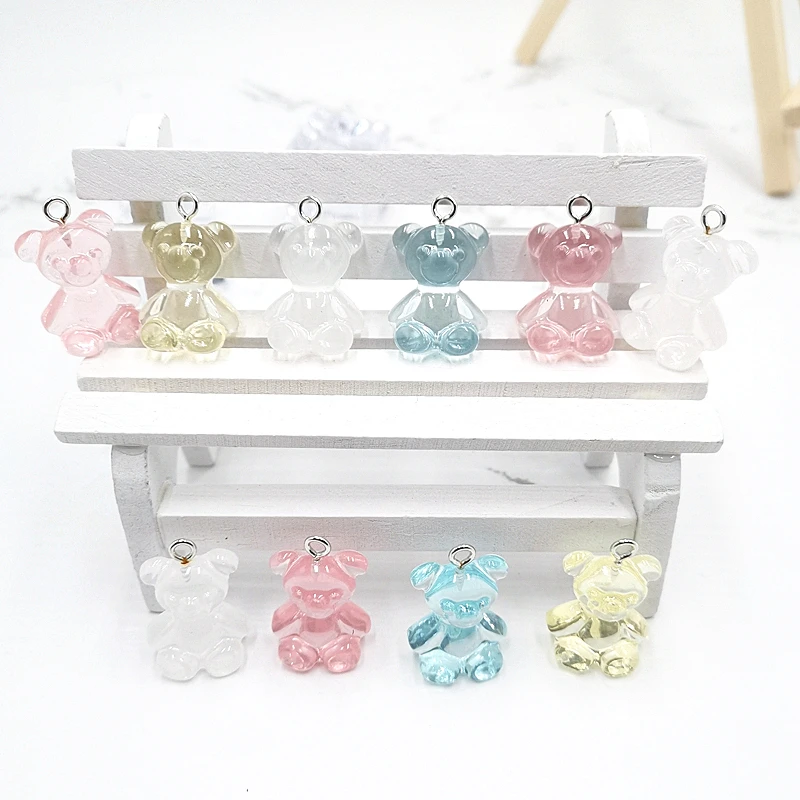

16pcs / 1 Pack Cartoon Transparent Violent Bear Bear Pendant DIY Resin Accessories Necklace Bracelet Earring Key Chain Wholesale