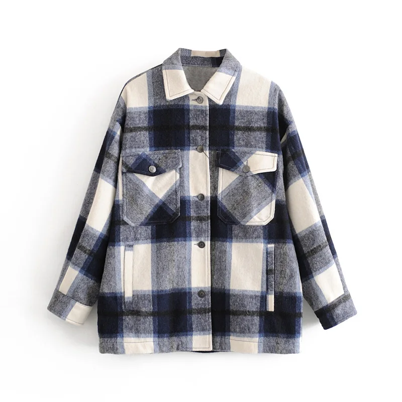 astounding  Plaid Women Fashion Jacket Spring Turn Down Collar Casual Coat Outwear Female Batwing Long Sleeve P