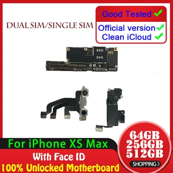 

dual SIM/single SIM For iPhone XS Max Motherboard With Face ID,Original Mainboard For iPhone XS Max 64GB 256GB 512GB Logic Board