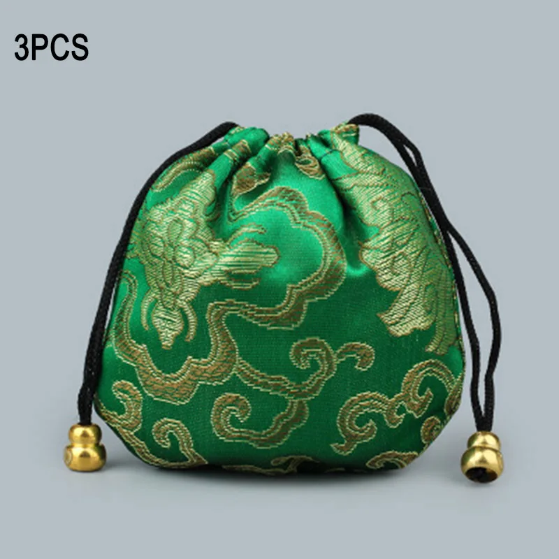 3 шт./компл. парчи ювелирные изделия мешочек на шнурке Подарочный кошелек для монет Сумки C55 - Цвет: Зеленый