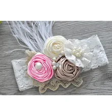 Европейские и американские Детские аксессуары для волос, лента для волос, атласная роза, головной убор, объемное кружево, Жемчужное сверление, перо, марля, головной убор