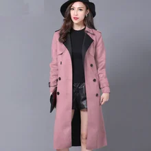 Замшевое пальто для женщин размера плюс 6XL, весенний двубортный Тренч, длинное пальто, ветровка, элегантная верхняя одежда DA452