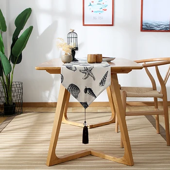 

White Cotton Fabric Tassels Table Runner Table Mat Modern Pattern Chirstmas Party Wedding Decor Crafts Table Cover Home Textile