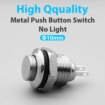 

New 1pc Mini 10MM 2pin Panel Hole Metal Button Switch Power Push Button High Head Self Reset soldering IP67 1NO