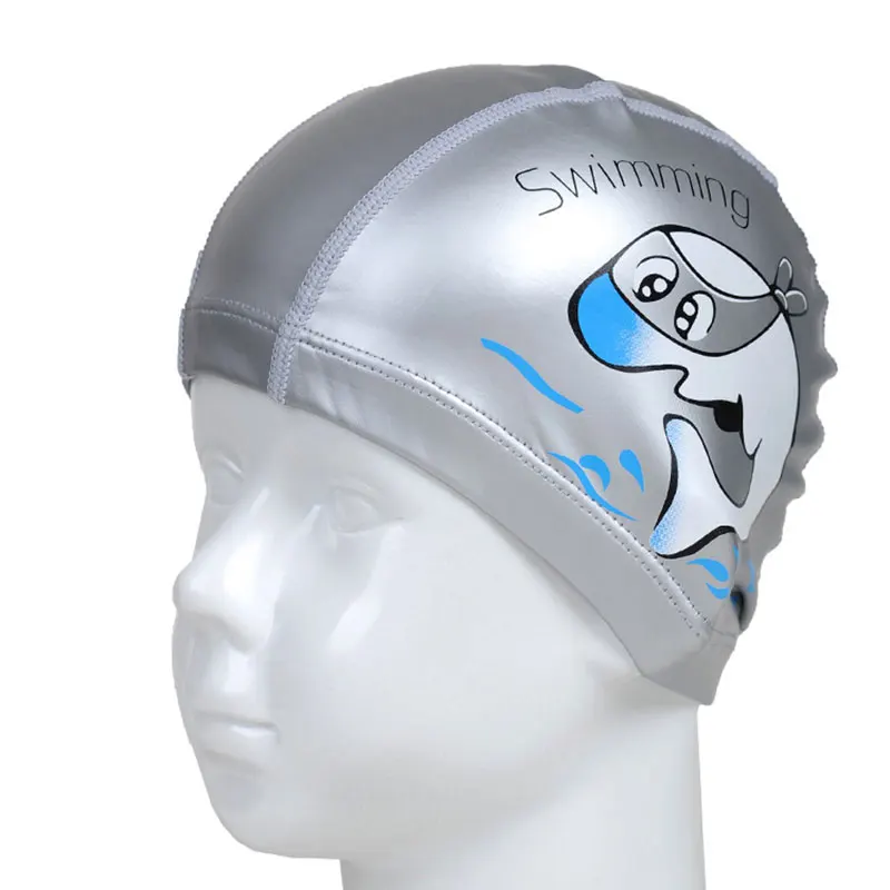 silver color Детская Милая шапочка для плавания с длинными волосами для мальчиков и девочек, шапочки для бассейна - Цвет: silver color
