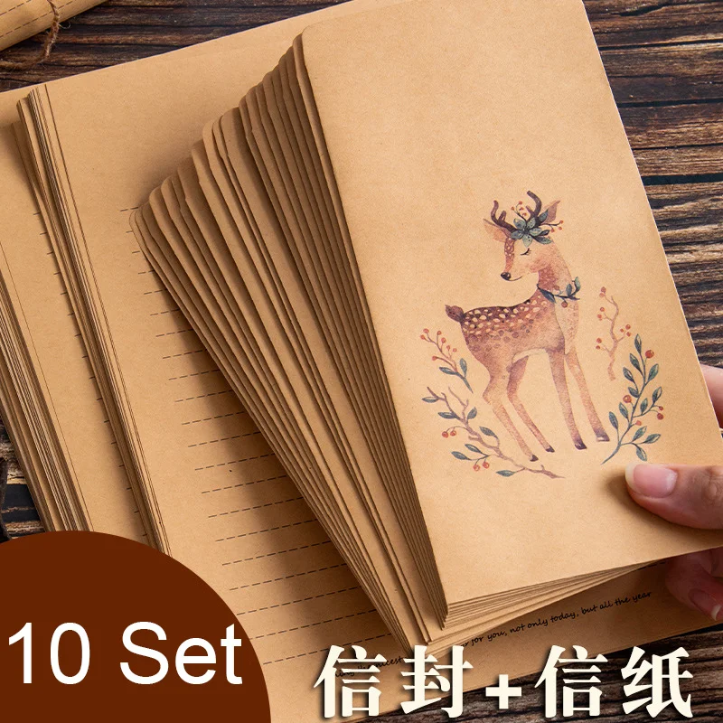 10pcs Vintage Deer Animal Paper Envelope Scrapbook Envelope Letter Paper Kawaii Stationery Gift