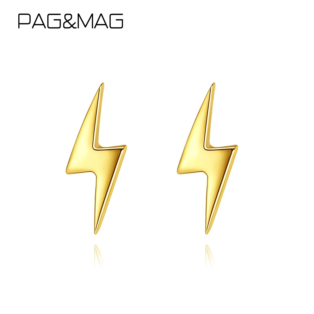 PAG & MAG-pendientes minimalistas con forma de relámpago para mujer, sólida plata 925, joyería fina