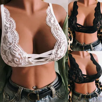 

2020 Women Bra Bralette Ultrathin Pure Cotton Brassiere Hollow Out Underwear Sexy Lace Plus Size Cage Bra Elastic Cage Bra