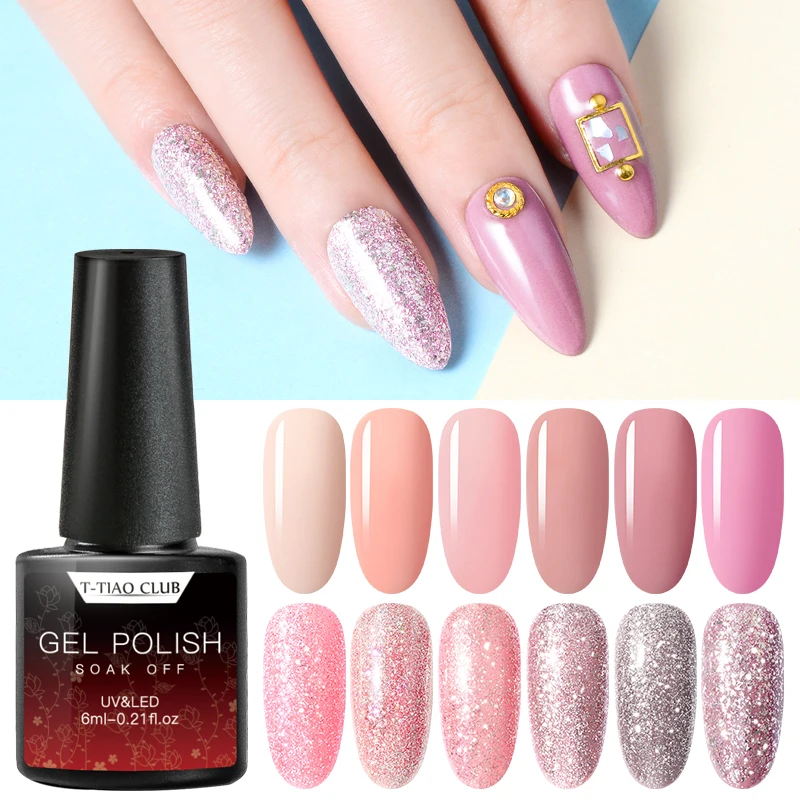 

T-TIAO CLUB Gel Nail Polish Rose Gold Glitter Sequins Gel 7ml Soak Off Manicure UV Gel Varnish DIY Nail Art Lacquer Decoration f