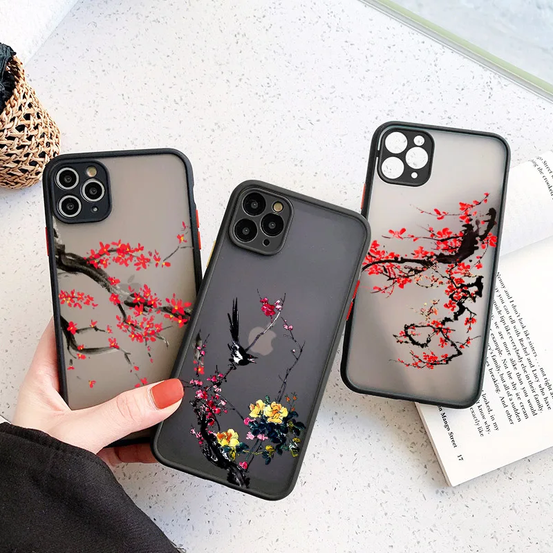 Elegant Plum Blossom Matte Phone Case Cover