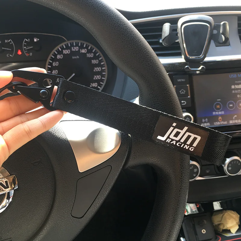 Горячая JDM Гоночный подвесной ремешок для ключей с зажимом и пряжкой, быстроразъемный брелок для ключей, красный/черный ремешок, материал, подвеска для ключей