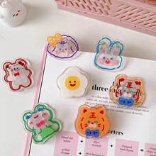 

3pcs Cartoon Acrylic Paper Clip Kawaii Bear Decorative Bookmark Binder Clips Memo Clip School Office Stationery