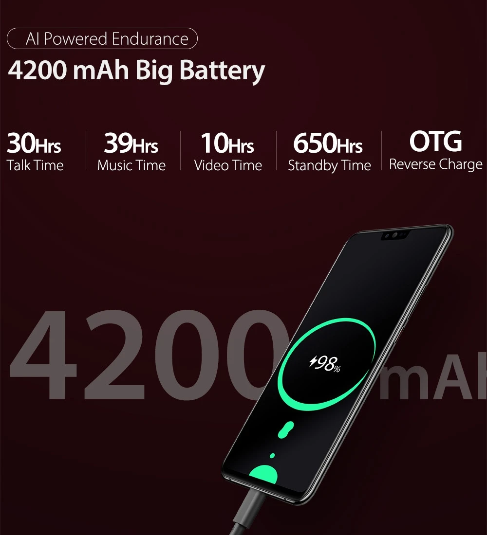 Ulefone T2 Android 9,0 мобильный телефон 6,7 "FHD + экран MT6771T Helio P70 Восьмиядерный 6 ГБ + 128 Гб NFC Лицо ID беспроводной зарядки смартфона