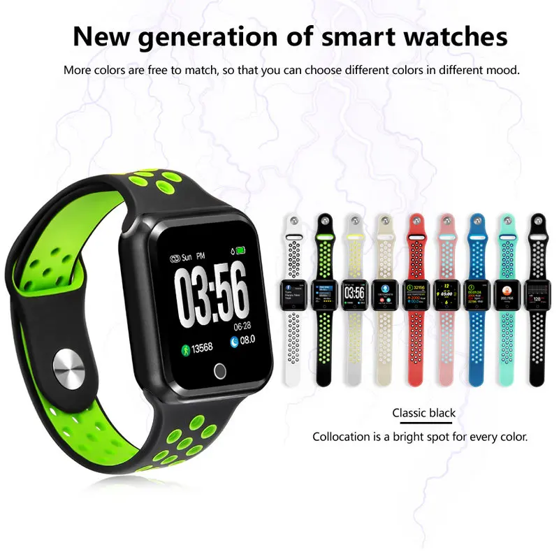 Умный Фитнес-браслет S226 измерение артериального давления монитор сердечного ритма умные часы цветной экран браслет для Android IOS