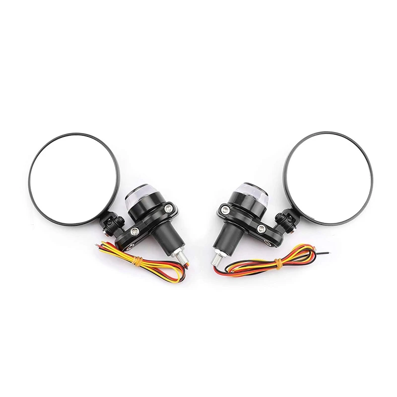 

7/8 Inch Motorcycle LED Turn Signal Handlebar End Mirrors Motorcycle Rearview Mirror